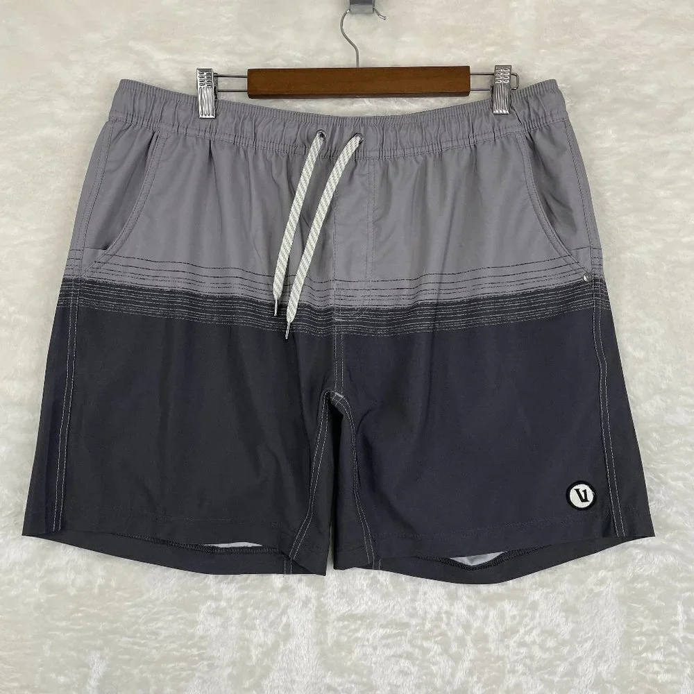 Vuori Athletic Shorts Mens 2XL Gray Lined Drawstrings Pockets